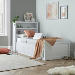 Rackhams Enzo White Wooden 3 Drawer Bookcase Bed Single - Single With Pocket Mattress - thumbnail 3