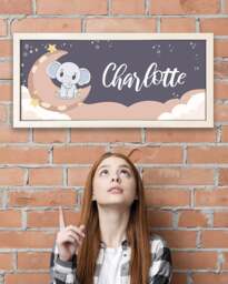 Rackhams Personalised Nursery Wall Art Print - Elephant and Moon Framed Keepsake - thumbnail 4