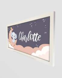 Rackhams Personalised Nursery Wall Art Print - Elephant and Moon Framed Keepsake - thumbnail 3
