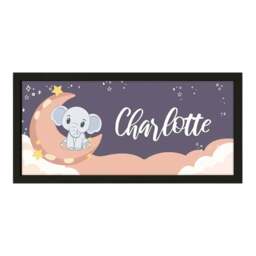 Rackhams Personalised Nursery Wall Art Print - Elephant and Moon Framed Keepsake