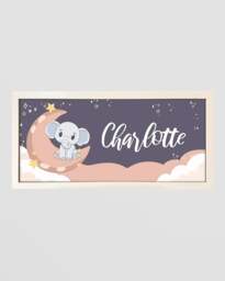 Rackhams Personalised Nursery Wall Art Print - Elephant and Moon Framed Keepsake - thumbnail 2