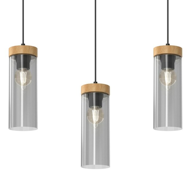 Rackhams Elica Hand Made Designer Pendant Lamp With Elegant Smoked Glass Cylindrical Shades - image 1