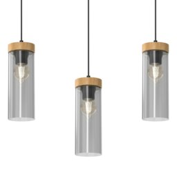 Rackhams Elica Hand Made Designer Pendant Lamp With Elegant Smoked Glass Cylindrical Shades