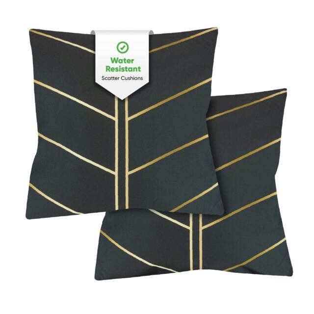 Rackhams Pair of Outdoor Scatter Cushions – Gold Palm Design - image 1