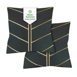 Rackhams Pair of Outdoor Scatter Cushions – Gold Palm Design