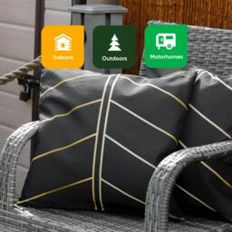 Rackhams Pair of Outdoor Scatter Cushions – Gold Palm Design - thumbnail 6