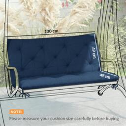 Rackhams 2 Seater Garden Bench Cushion Outdoor Seat Pad with Ties - Green - 100 x 98 x 8 cm - thumbnail 4