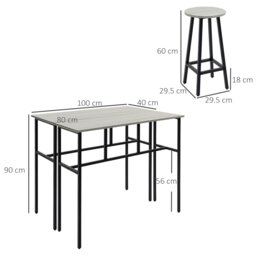Rackhams 6-Piece Industrial Bar Table Set, 2 Kitchen Tables with 4 Stools, Grey - Rustic Brown - thumbnail 6