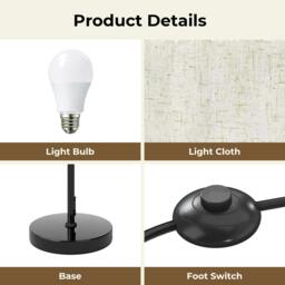 Rackhams Led Floor Lamp Bedside Light Dimmable Remote & Foot Switch Bulb Included - thumbnail 4