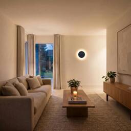 Rackhams Modern Circular Halo LED Wall Lighting Fitting in Matte Sand Black - thumbnail 4
