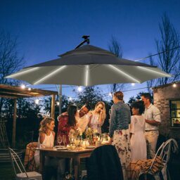 Rackhams 3(m) Cantilever Parasol Hanging Banana Umbrella w/ lights, Black - Grey - 3m - thumbnail 2