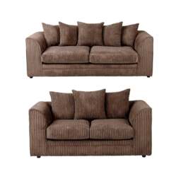 Rackhams Dylan Jumbo Cord 3+2 Seater Fabric Sofa in Chocolate - 2 Seater - thumbnail 2