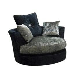Rackhams Bella Living Room Furniture Range - Silver & Black - Swivel Chair - thumbnail 1