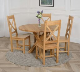 Rackhams Oregon Round Oak Dining Table with Berkeley Oak Chairs - 1 - Brown - 4 chairs - thumbnail 4