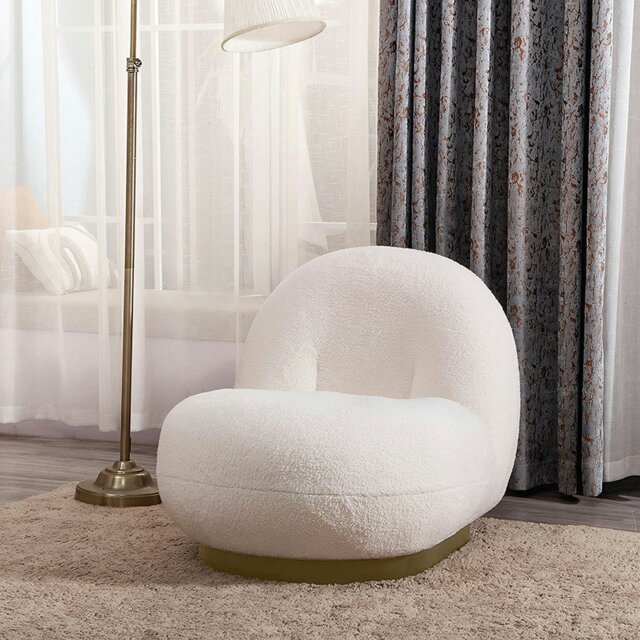 Rackhams Gubi Pacha Swivel Accent Chair, Boucle With Gold Base - Others ( Contact Us ) - Velvet - image 1