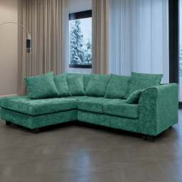 Rackhams Monaco Chenille Fabric 4 Seater L Shaped Corner Sofa - Teal - Left Hand Facing