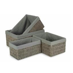 Rackhams Grey Paper Rope Storage Basket with Grey Cotton Lining - Set of 4 - thumbnail 1