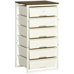 Rackhams Bedroom Chest of Drawers, 6-Drawer Dresser, Tall Storage Drawer Unit with Steel Frame for Living Room, White - thumbnail 1