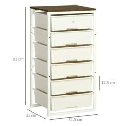 Rackhams Bedroom Chest of Drawers, 6-Drawer Dresser, Tall Storage Drawer Unit with Steel Frame for Living Room, White - thumbnail 3