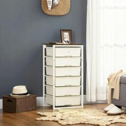 Rackhams Bedroom Chest of Drawers, 6-Drawer Dresser, Tall Storage Drawer Unit with Steel Frame for Living Room, White - thumbnail 2