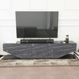 "Rackhams Incia Modern Tv Stand TV Unit TV Cabinet for TV's up to 78"" - Black Bendire" - thumbnail 1