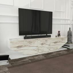 "Rackhams Incia Modern Tv Stand TV Unit TV Cabinet for TV's up to 78"" - Black Bendire" - thumbnail 6