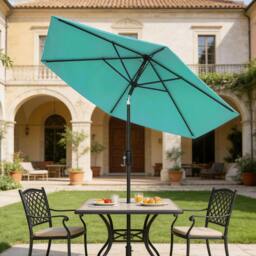 Rackhams 2.6M Garden Parasol Umbrella with Aluminium Pole, Tilt, Turquoise - Modern - Garden Parasol - Turquoise - thumbnail 2