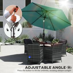 Rackhams 2.6M Garden Parasol Umbrella with Aluminium Pole, Tilt, Turquoise - Modern - Garden Parasol - Turquoise - thumbnail 6