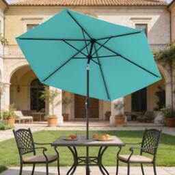 Rackhams 2.6M Garden Parasol Umbrella with Aluminium Pole, Tilt, Turquoise - Modern - Garden Parasol - Turquoise - thumbnail 1
