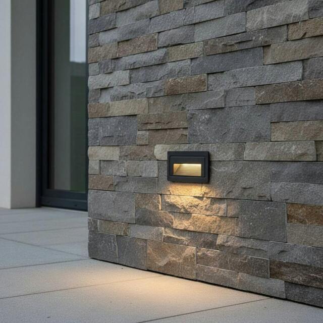 Rackhams 3 Watt Black Recessed Outdoor Low Level Wall Light - image 1