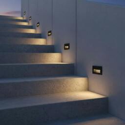 Rackhams 3 Watt Black Recessed Outdoor Low Level Wall Light - thumbnail 4