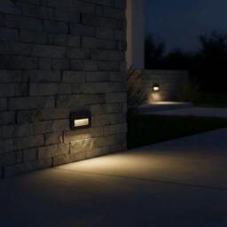 Rackhams 3 Watt Black Recessed Outdoor Low Level Wall Light - thumbnail 3