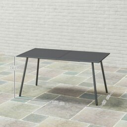 Rackhams Garden Dining Table for 6 Person with Slat Top, Steel Frame, Grey - thumbnail 5