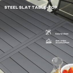 Rackhams Garden Dining Table for 6 Person with Slat Top, Steel Frame, Grey - thumbnail 4