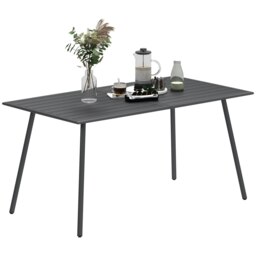 Rackhams Garden Dining Table for 6 Person with Slat Top, Steel Frame, Grey - thumbnail 2