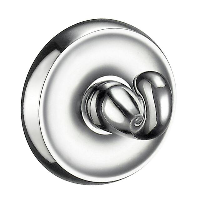 Rackhams Single Polished Chrome Towel Hook (55mm) Wall Mounted Bathroom Storage Square Robe Hooks Clothes Hanger Coat Peg