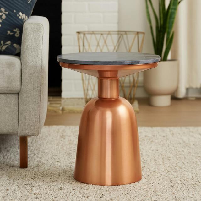 Rackhams Amira Black Marble Top Copper Base Side Table. - image 1