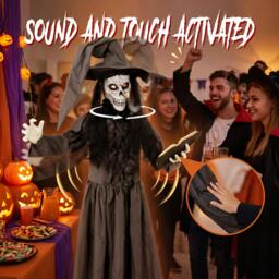 Rackhams 180cm Life Size Animated Witch Halloween Decoration Outdoor Indoor - thumbnail 5