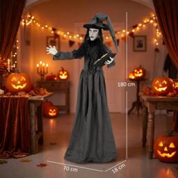 Rackhams 180cm Life Size Animated Witch Halloween Decoration Outdoor Indoor - thumbnail 3