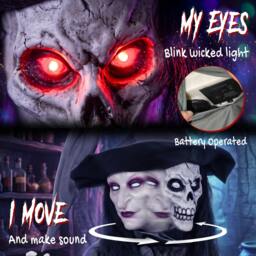 Rackhams 180cm Life Size Animated Witch Halloween Decoration Outdoor Indoor - thumbnail 4