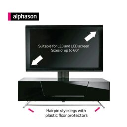 Rackhams Chromium TV-Stand with 1 Flap Black CRO2-1200CB-BLK - Black - thumbnail 3