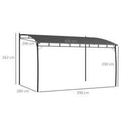 Rackhams 3 x 4m Metal Pergola, Outdoor Gazebo UV-Resistant, Grey - Dark Grey - Metal, Polyester fabric - 400L x 296W x 200/262Hcm - thumbnail 6