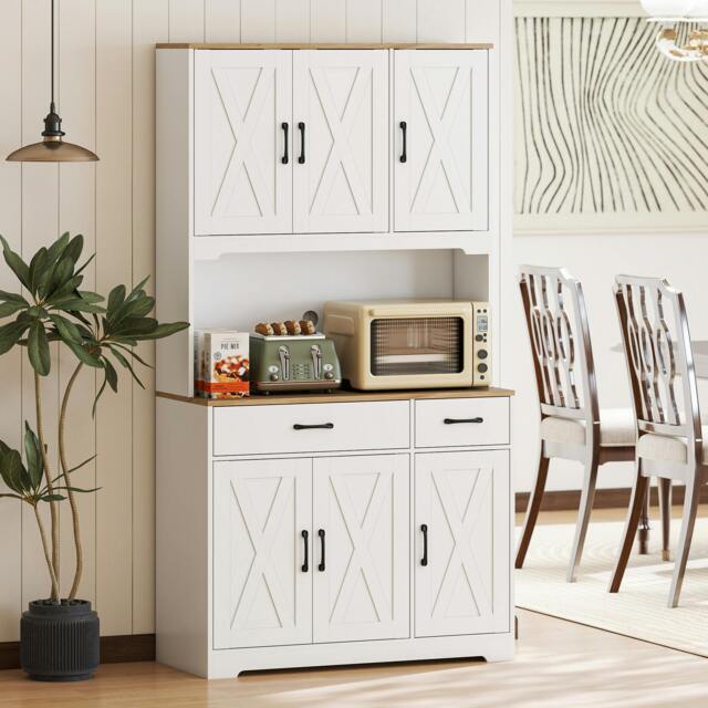 Rackhams 175cm Tall Kitchen Pantry, Kitchen Cabinet w/ Drawers, Shelves, White - Kitchen Pantry Cabinet - 94W x 39.5D x 175.2H cm - Particleboard - image 1