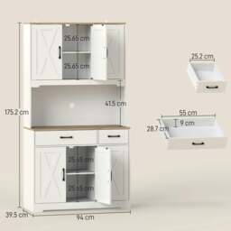Rackhams 175cm Tall Kitchen Pantry, Kitchen Cabinet w/ Drawers, Shelves, White - Kitchen Pantry Cabinet - 94W x 39.5D x 175.2H cm - Particleboard - thumbnail 3