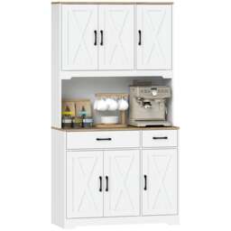 Rackhams 175cm Tall Kitchen Pantry, Kitchen Cabinet w/ Drawers, Shelves, White - Kitchen Pantry Cabinet - 94W x 39.5D x 175.2H cm - Particleboard - thumbnail 2