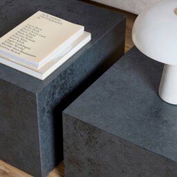 Rackhams Dice Square Coffee Table Set in Black Ocean Rough Paper - 1 - Black Ocean - Black - thumbnail 5