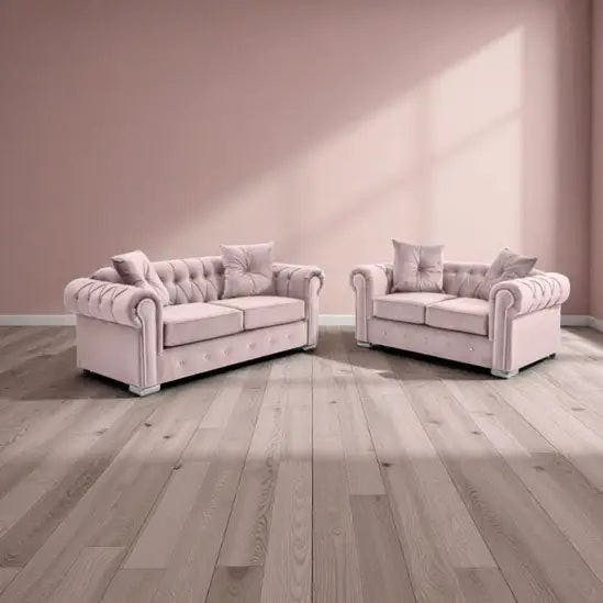 Rackhams Roma Chesterfield 3+2 Sofa Set - Pink - image 1