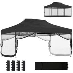 Rackhams 3 x 4.5 m Pop Up Gazebo with Mesh, Heavy Duty Party Tent Marquee - 450 x 300 x 340 cm - Pop up gazebo - Black - thumbnail 2