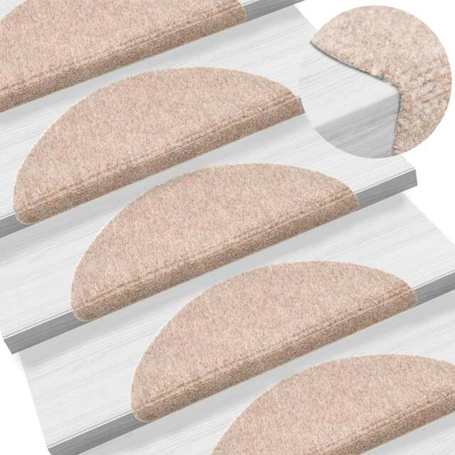 Rackhams Self-adhesive Stair Mats 5 pcs Brown 56x17x3 cm Needle Punch
