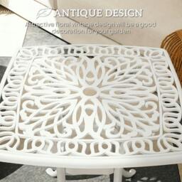 Rackhams 54 x 54cm Aluminium Outdoor Garden Side Table w/ Umbrella Hole, White - 1 - 54 x 54 x 52.5 cm - 54 - thumbnail 4
